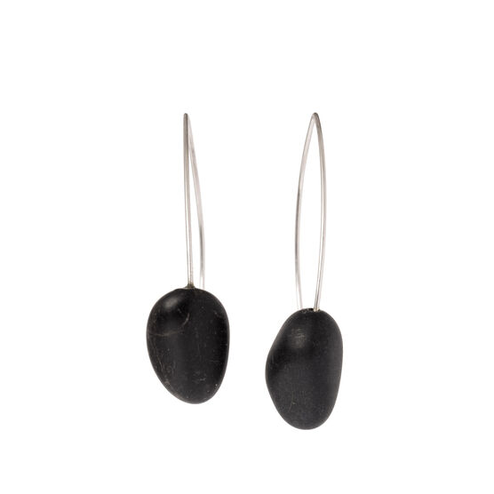 Black river pebble wire earrings